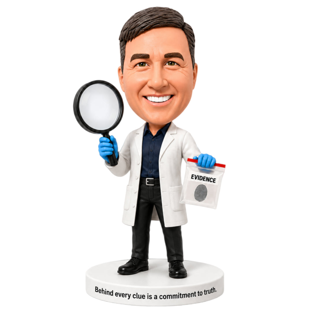 Custom Forensic Expert Bobblehead –- Customizable Professional Attire & Pose