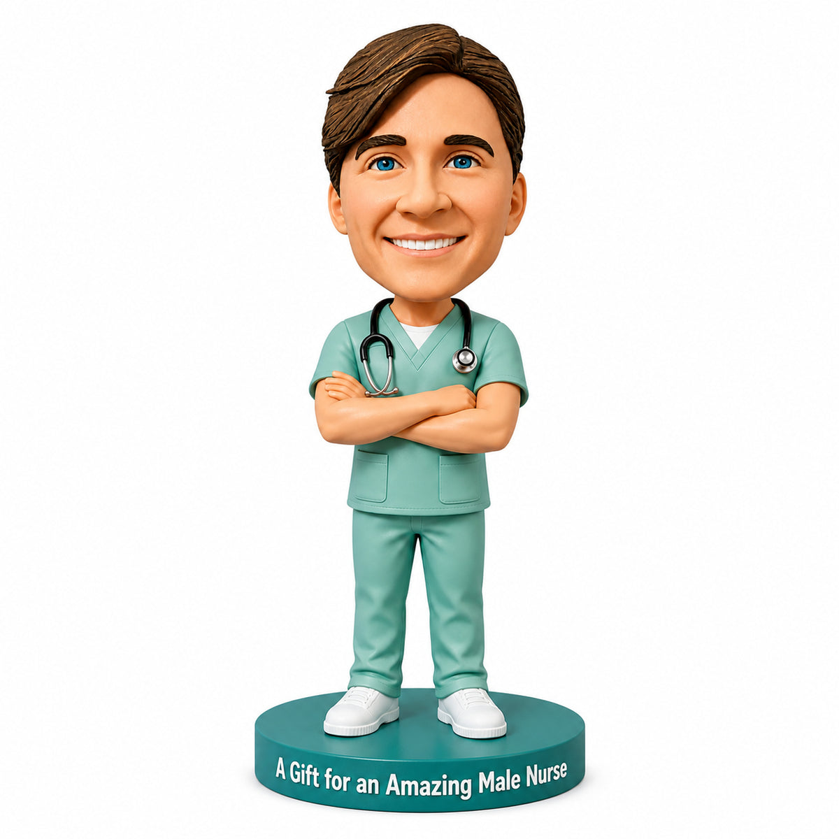 Custom Male Nurse Bobblehead –-- Customizable Medical Attire & Pose