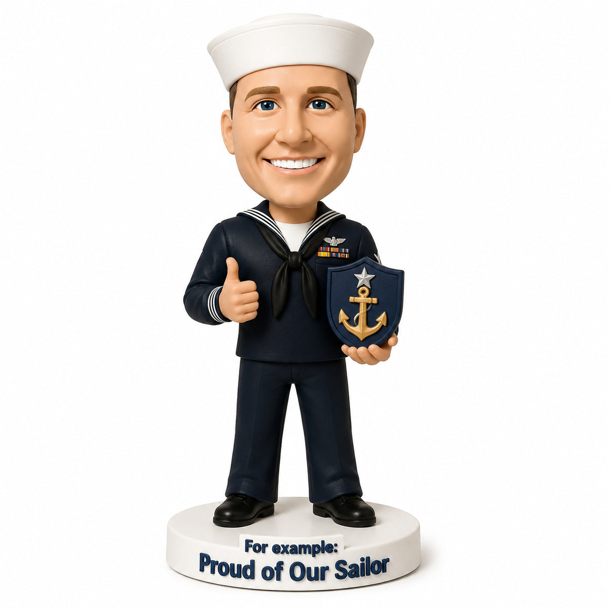 Custom U.S. Navy Sailor Bobbleheads – Customizable Military Uniform & Pose