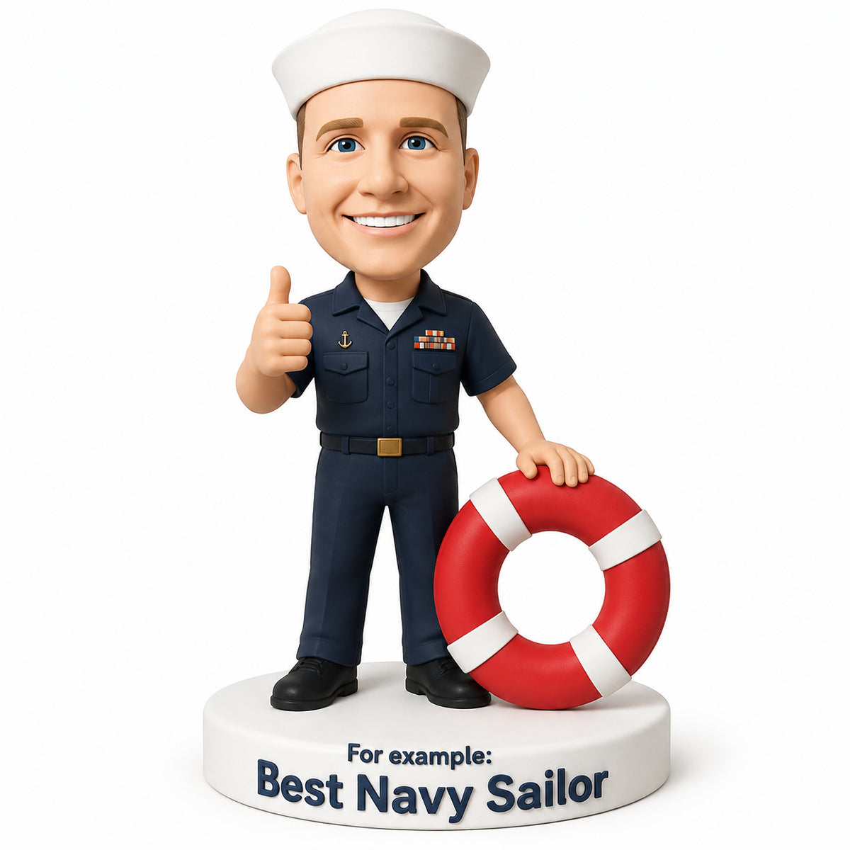 Custom U.S. Navy Sailor Bobbleheads –- Customizable Military Uniform & Pose