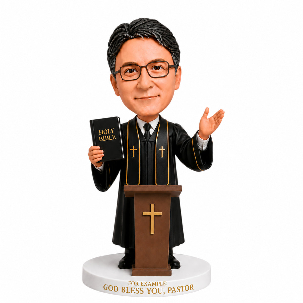 Custom Preacher Bobbleheads – Customizable Clerical Attire & Pose