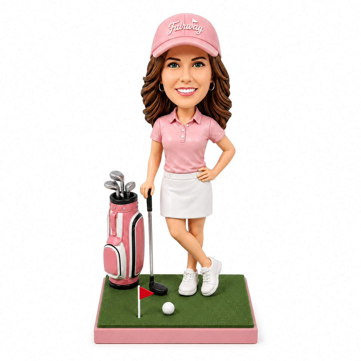 Custom Female Golfers Bobbleheads – Customizable Outfit & Pose