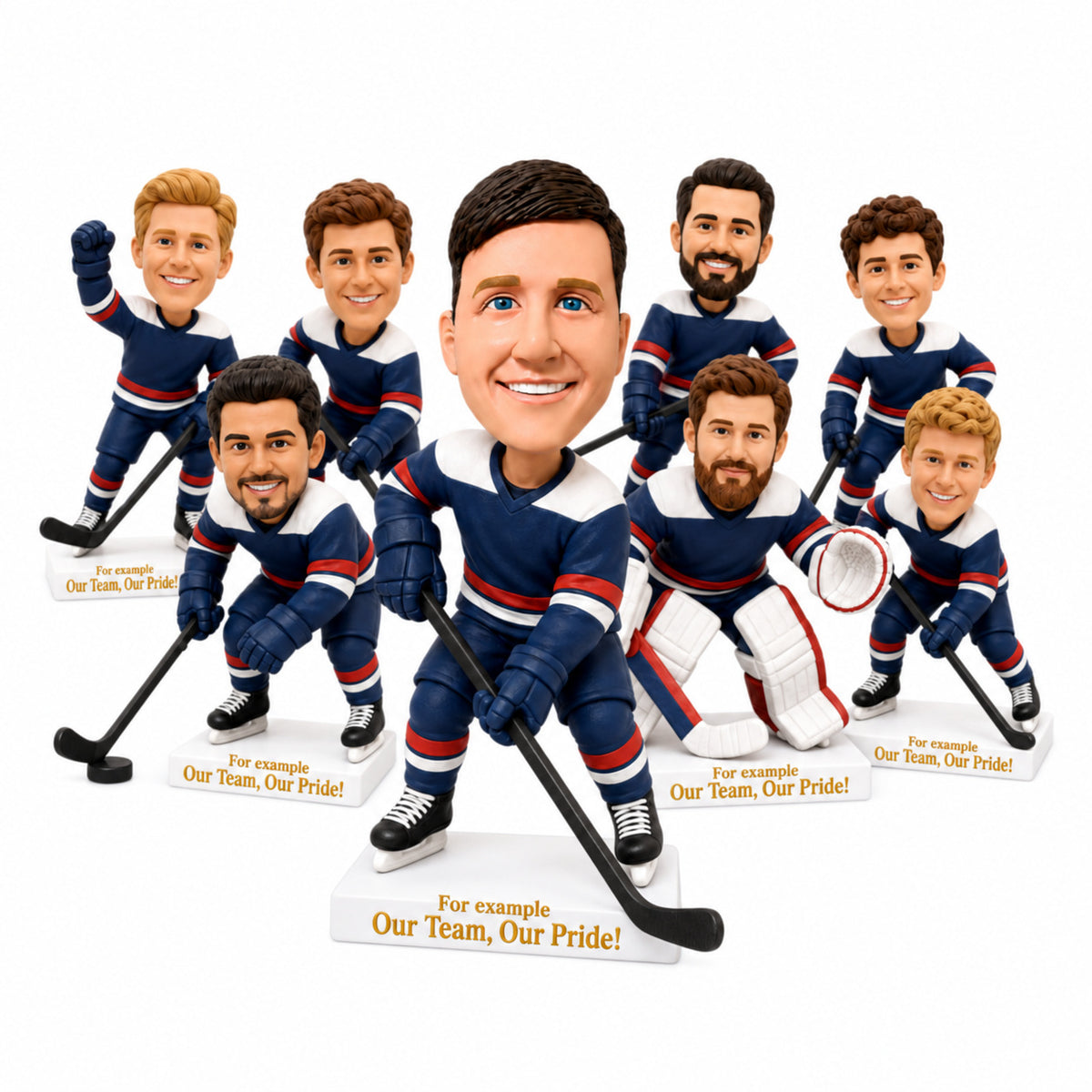 Custom Ice Hockey Team Bobbleheads – Customizable Uniforms & Poses