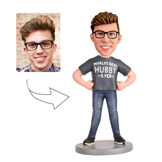 World's Best Hubby Ever Custom Bobblehead With Engraved Text