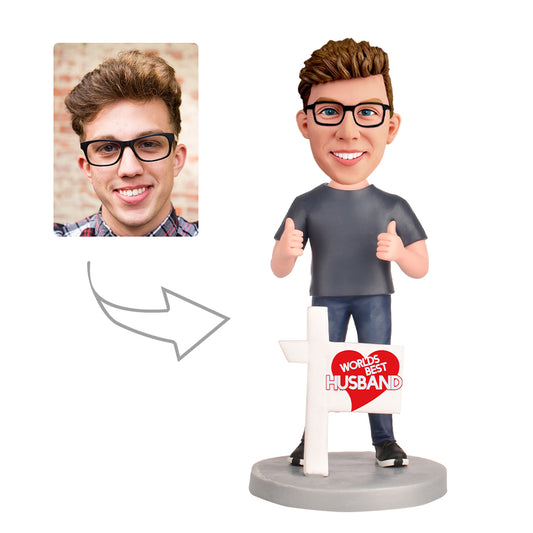 Personalized world's Best Husband Bobblehead With Engraved Text