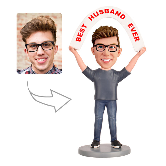 Best Hubby Ever Custom Bobblehead With Engraved Text