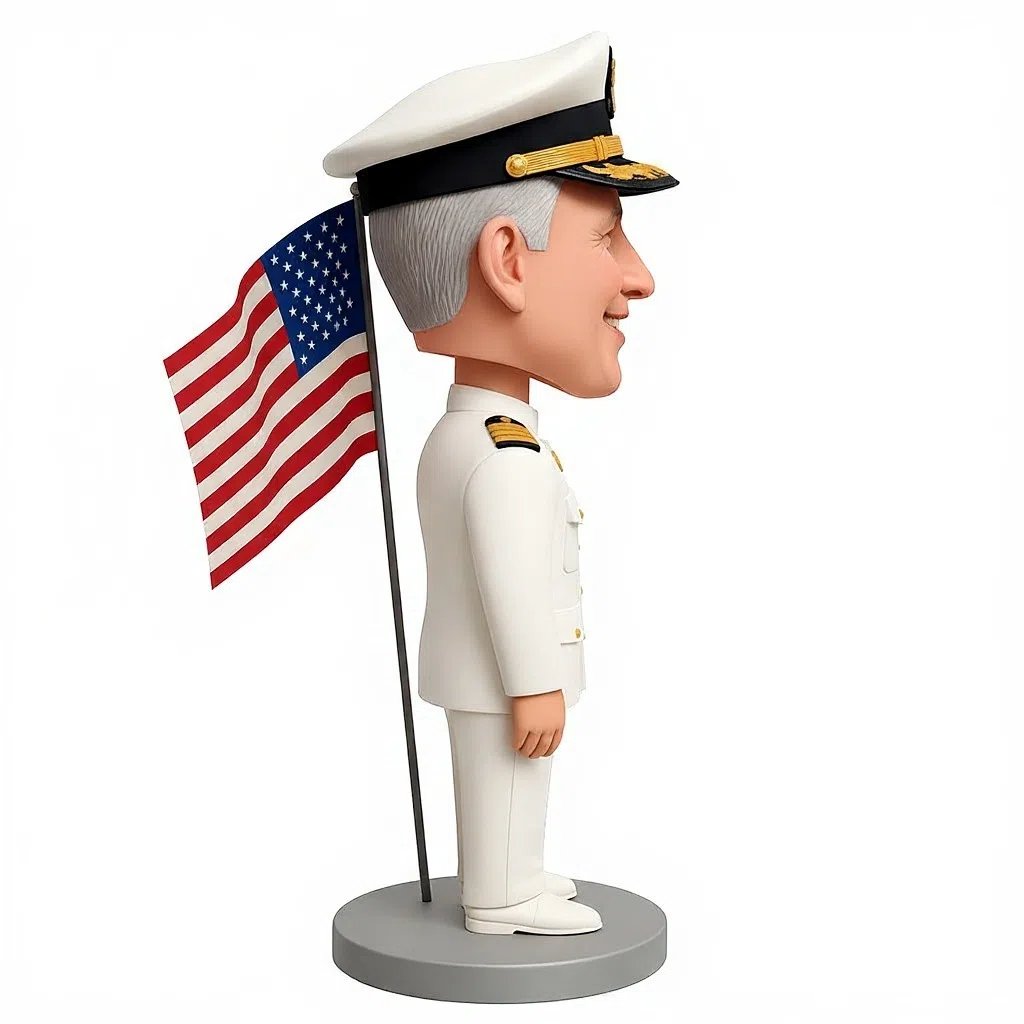 Navy Officer Giving Thumbs up Custom Bobbleheads - Navy Uniform Can Be Customized