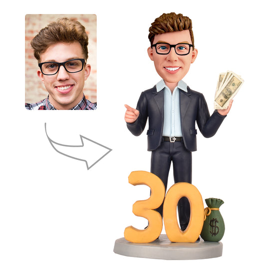 30th Birthday Gifts for Men - Personalized rich bobblehead