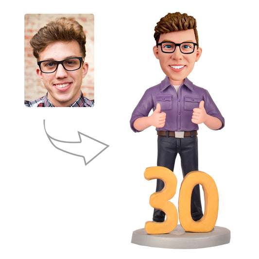 30th Birthday Gifts for Men - Custom Bobbleheads -  Thumb out