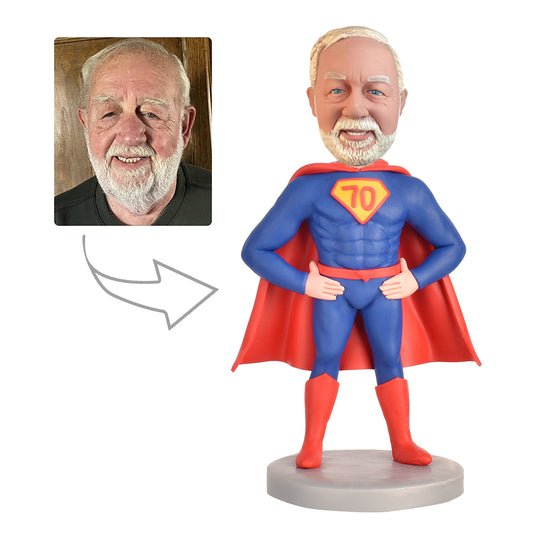 70th Birthday Gift for Man - Personalized Bobbleheads - Super Hero