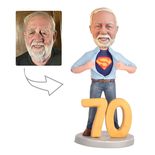 Male 70th Birthday Gifts  Personalized Bobbleheads  Super Hero