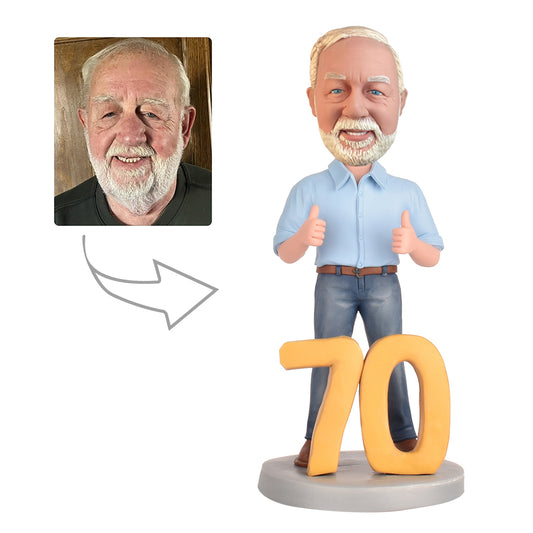 70th Birthday Gifts for Men Personalized Bobbleheads - Rich and Powerful