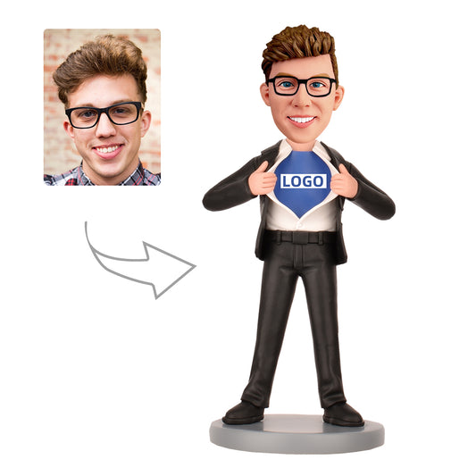 Personalized Super Hero  Bobblehead - Customize Your Logo