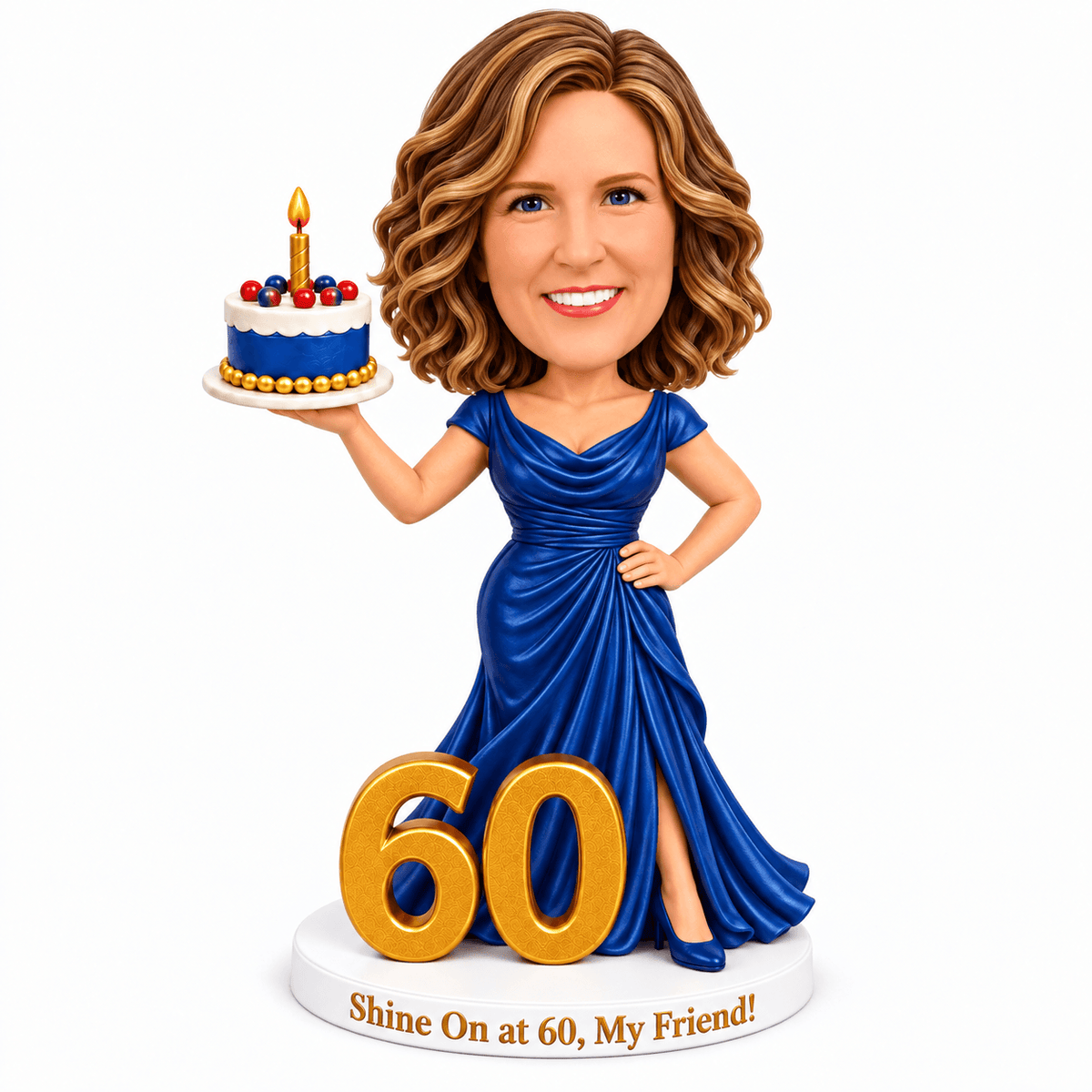 Custom 60th Birthday Bobblehead for Her – Customizable Any Outfit & Pose