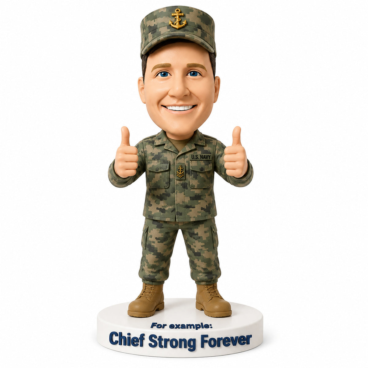 Custom U.S. Navy Bobblehead –- Customizable Military Uniform & Pose