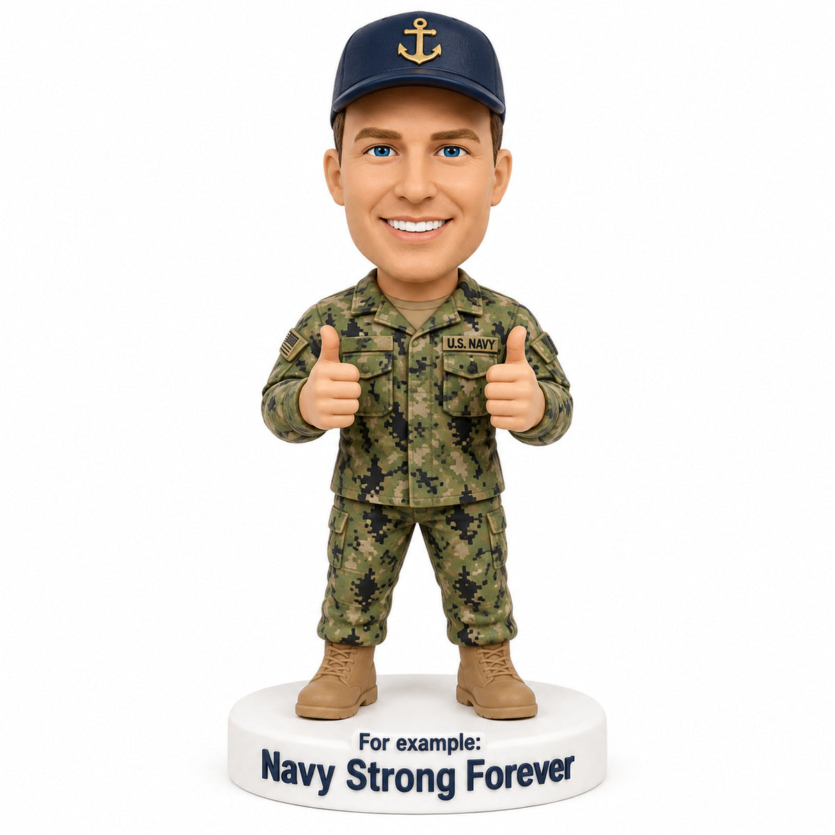 Custom U.S. Navy Bobbleheads –- Customizable Military Uniform & Pose