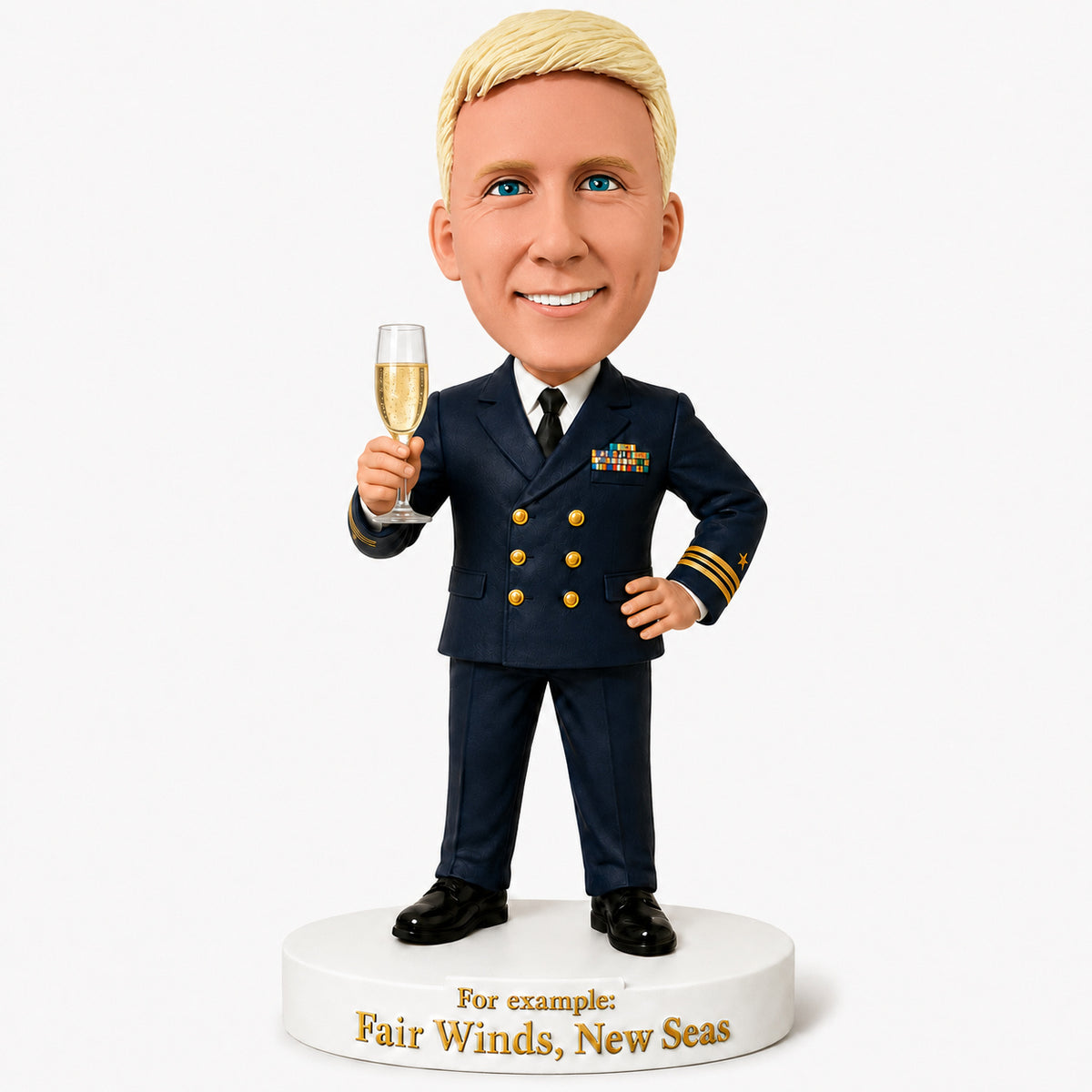 Custom U.S. Navy Retiree Bobbleheads – Customizable Military Uniform & Pose