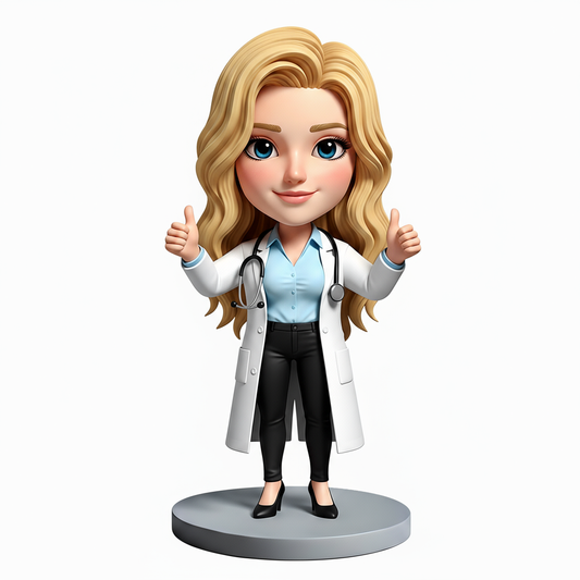 Female Doctor Thumbs up Custom Bobbleheads | Perfect Gift for Female Doctors - Customizable Pose & Outfit