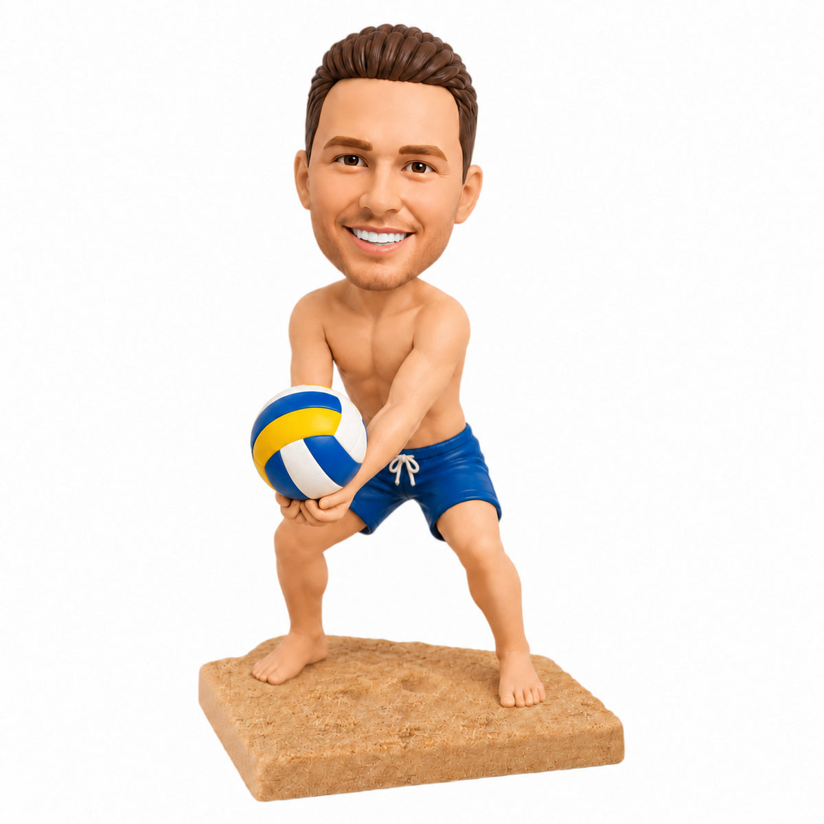 Custom Male Volleyball Player Bobbleheads –-- Customizable Volleyball Uniform & Pose