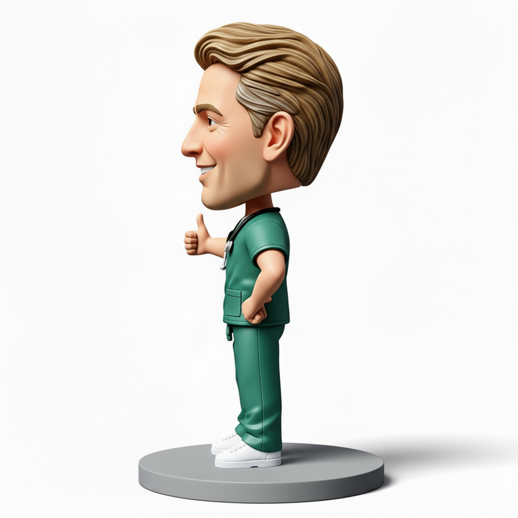Male Doctor Wearing Scrubs Custom Bobbleheads|Perfect Gift for Doctors - Customizable Pose & Outfit