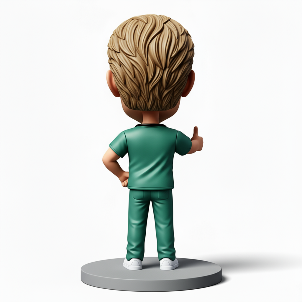 Male Doctor Wearing Scrubs Custom Bobbleheads|Perfect Gift for Doctors - Customizable Pose & Outfit
