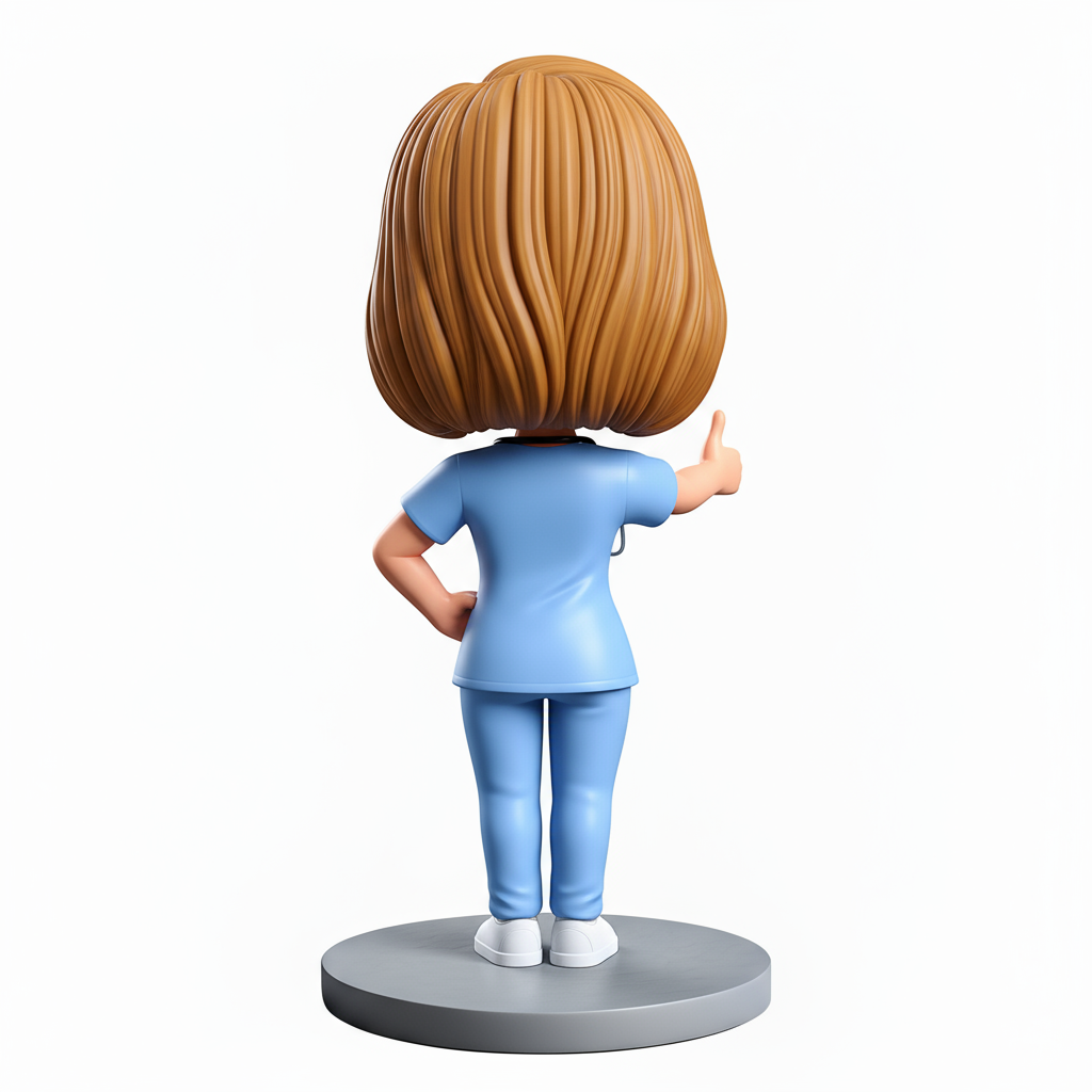 Female Doctor Wearing Blue Scrubs Custom Bobbleheads| Perfect Gift for Female Doctors - Customizable Pose & Outfit