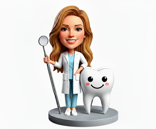Personalized Female Dentist Bobbleheads | Perfect Gift for Female Dentist - Customizable Pose & Outfit
