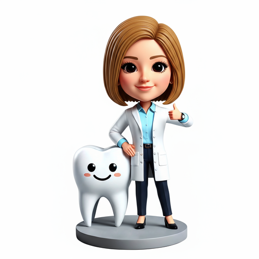 Personalized Female Dentist Bobbleheads | Present for Female Dentist - Customizable Pose & Outfit