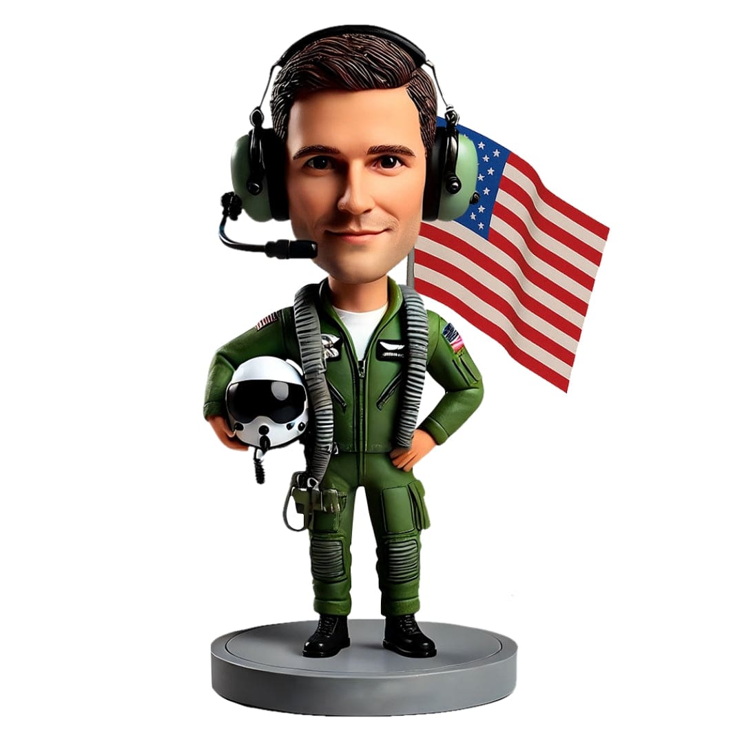 Presents for Pilots - Pilots Custom Bobbleheads - Air Force Uniform Outfit Can Be Customized