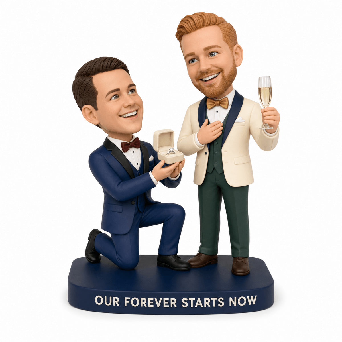 Custom Wedding Gift for Gay Men – Proposal Bobbleheads | Customize Any Outfit & Pose