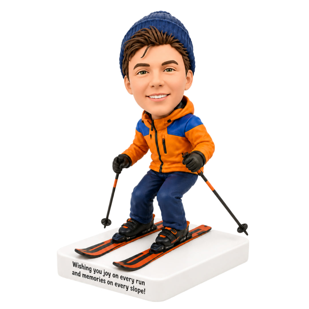 Custom Skier Bobbleheads –-- Customizable Outfit & Pose