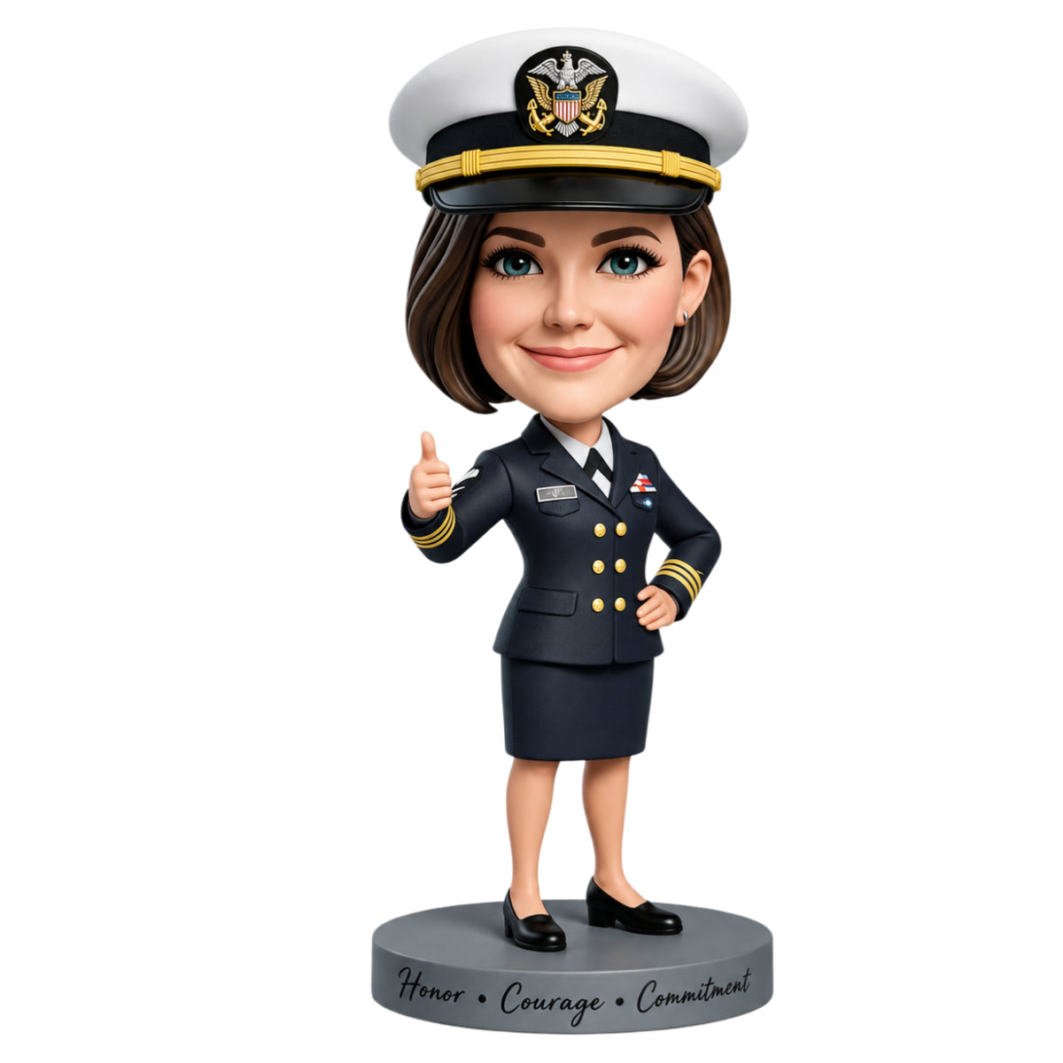 Custom Bobbleheads for Female Navy Chiefs – Customizable Military Uniform & Pose