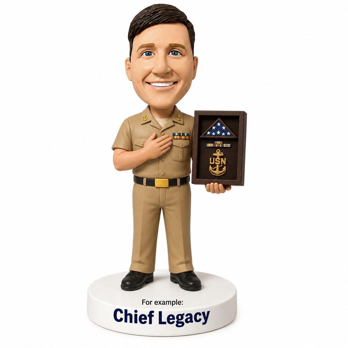 Custom Bobbleheads for Navy Chiefs – Customizable Military Uniform & Pose
