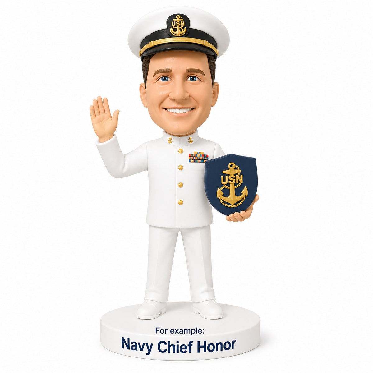 Custom Bobbleheads for U.S. Navy Chiefs –-- Customizable Military Uniform & Pose