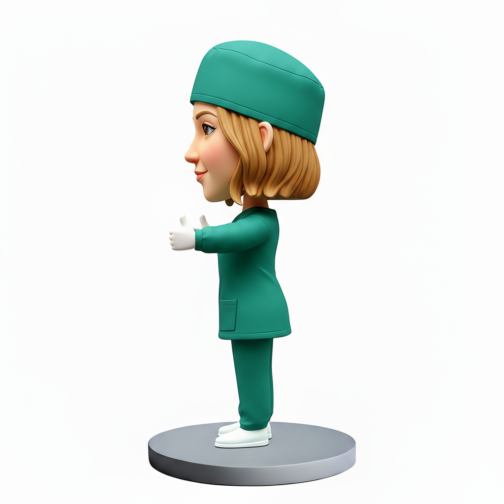 Female Doctor Showing Thumbs Up with Both Hands Custom Bobbleheads - Customizable Pose & Outfit
