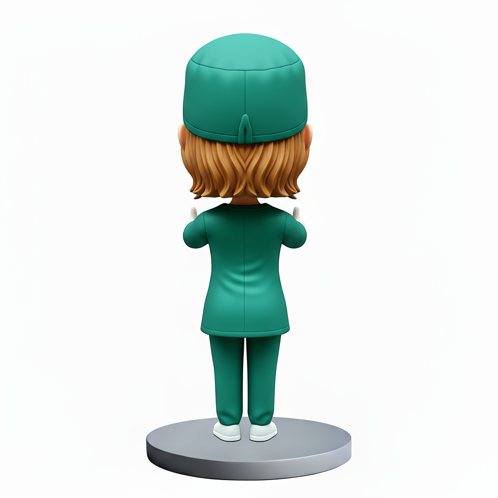 Female Doctor Showing Thumbs Up with Both Hands Custom Bobbleheads - Customizable Pose & Outfit