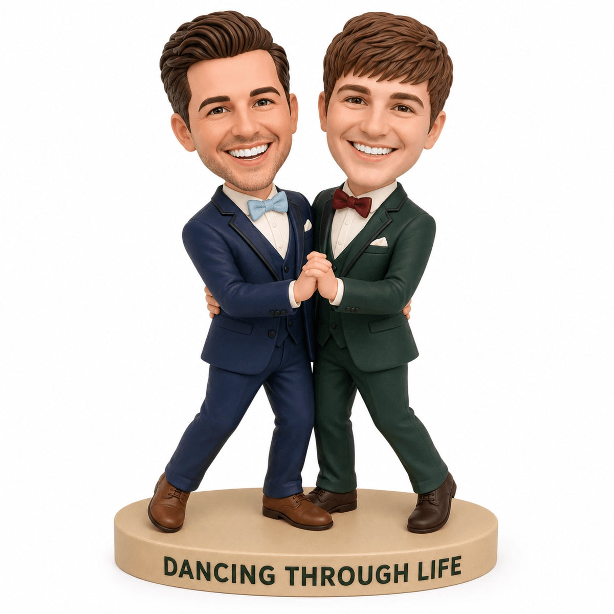 Custom Wedding Gift for Gay Men – Dancing Couple Bobbleheads | Customize Any Outfit & Pose