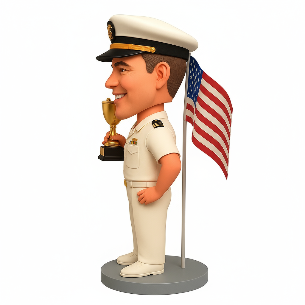 Custom Navy Retirement Bobbleheads - Navy Uniform Can Be Customized