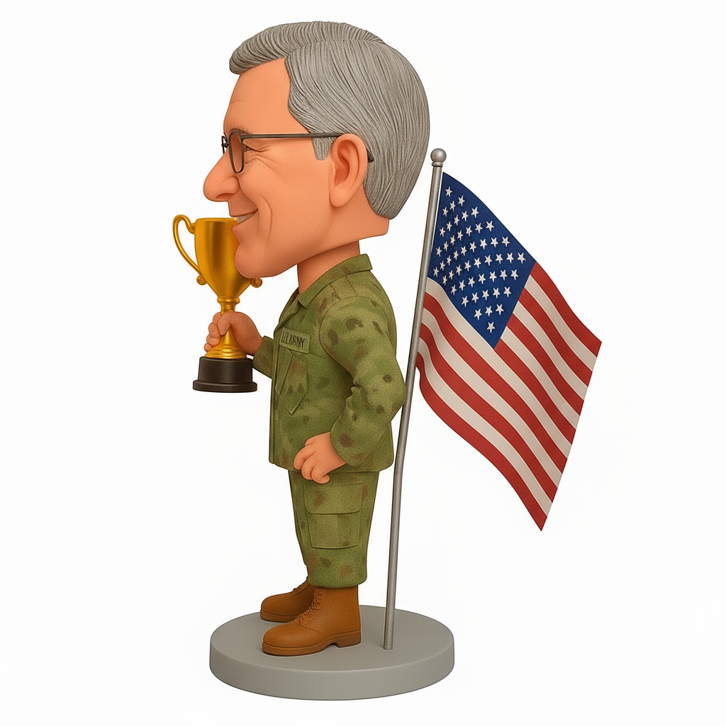 Custom Army Retirement Bobblehead – Personalized Military Figurine with Trophy