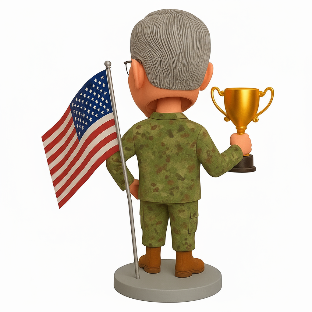 Custom Army Retirement Bobblehead – Personalized Military Figurine with Trophy