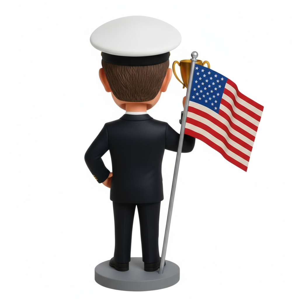 Custom Navy Retirement Bobblehead – Personalized U.S. Navy Officer Figurine with Trophy
