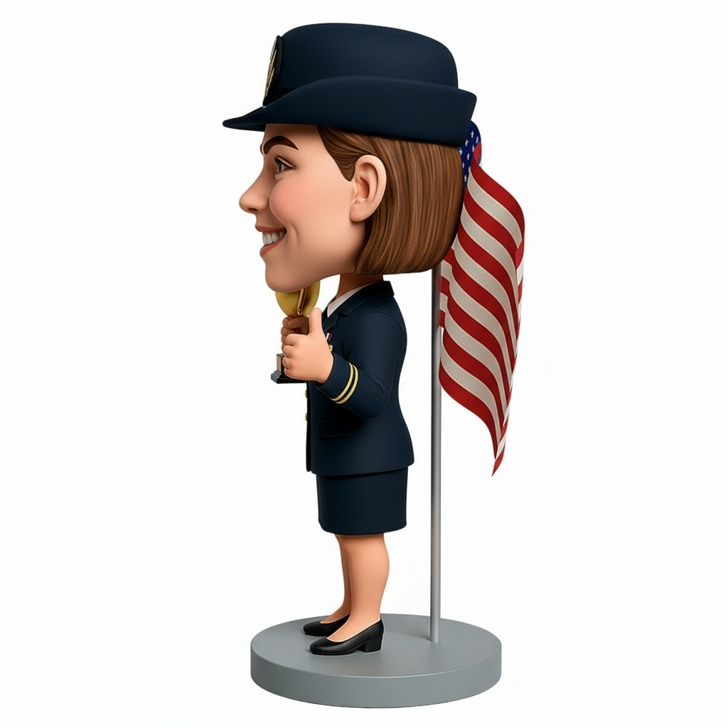Female Navy Officer Custom Bobbleheads - Navy Uniform Can Be Customized