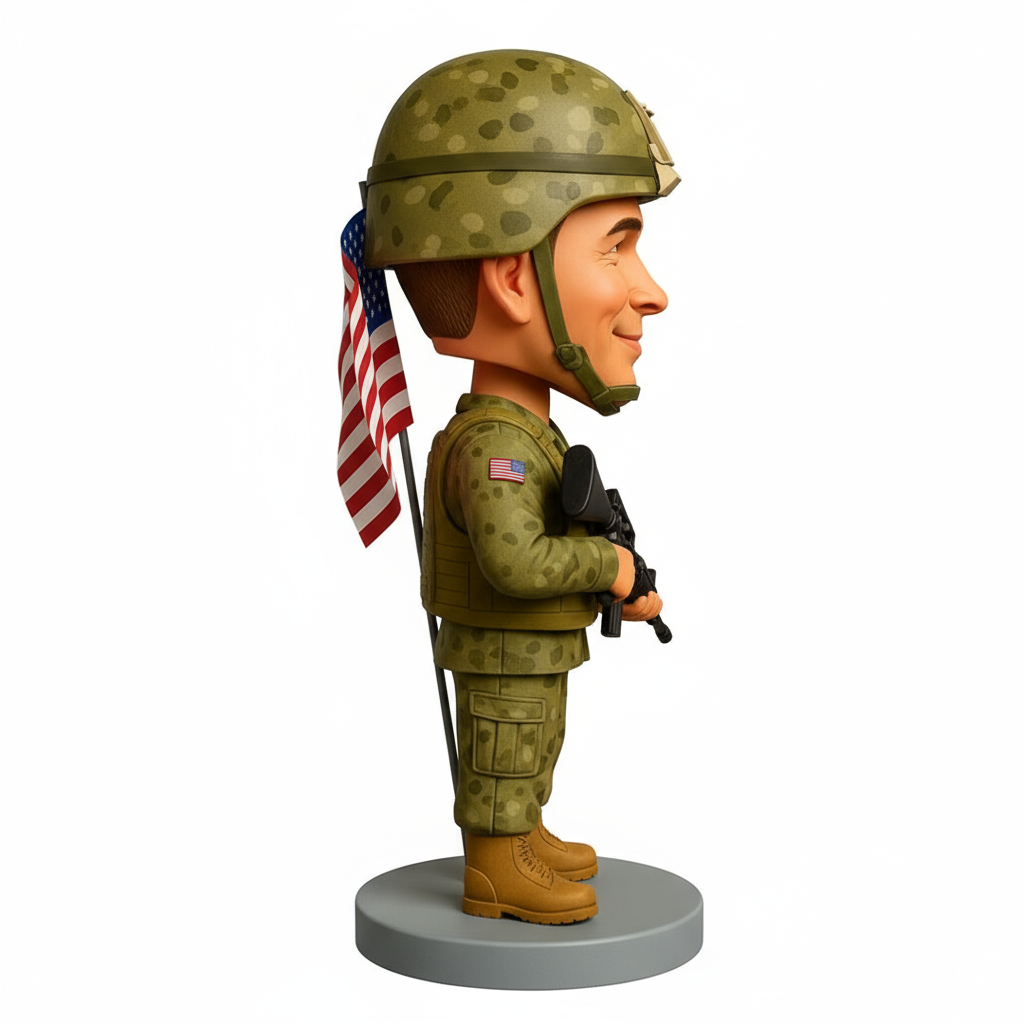Army Man in Camouflage Uniform Custom Bobbleheads - Army Uniform Can Be Customized