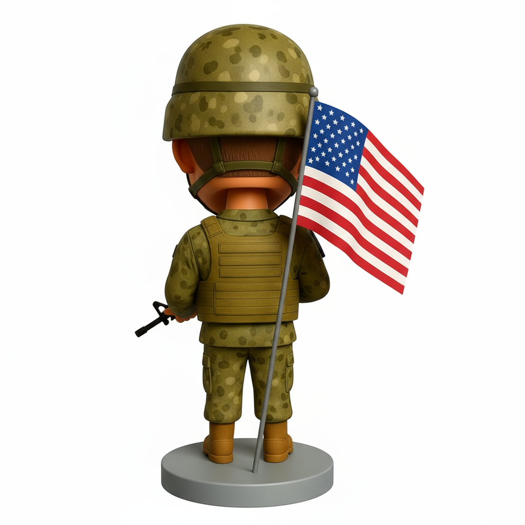 Army Man in Camouflage Uniform Custom Bobbleheads - Army Uniform Can Be Customized
