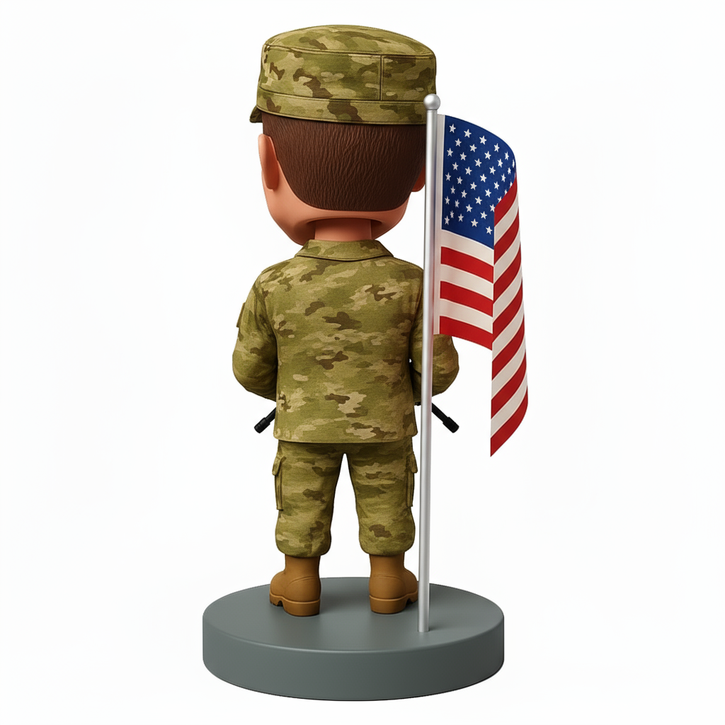 Army Man Holding Gun Custom Bobbleheads - Army Uniform Can Be Customized
