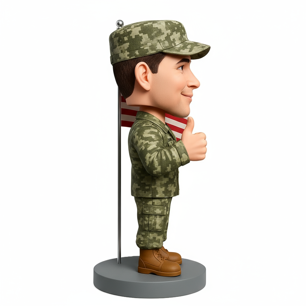 Army soldier Showing Thumbs up With Hands Custom Bobbleheads-Military Uniform Can Be Customized