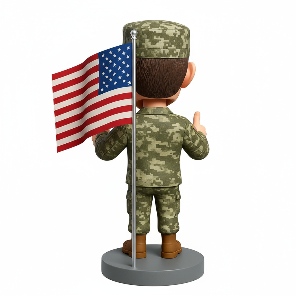 Army soldier Showing Thumbs up With Hands Custom Bobbleheads-Military Uniform Can Be Customized