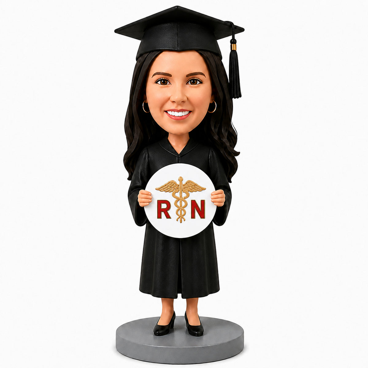 Custom Registered Nurse Graduation Bobbleheads –-- Customizable Medical Attire & Pose