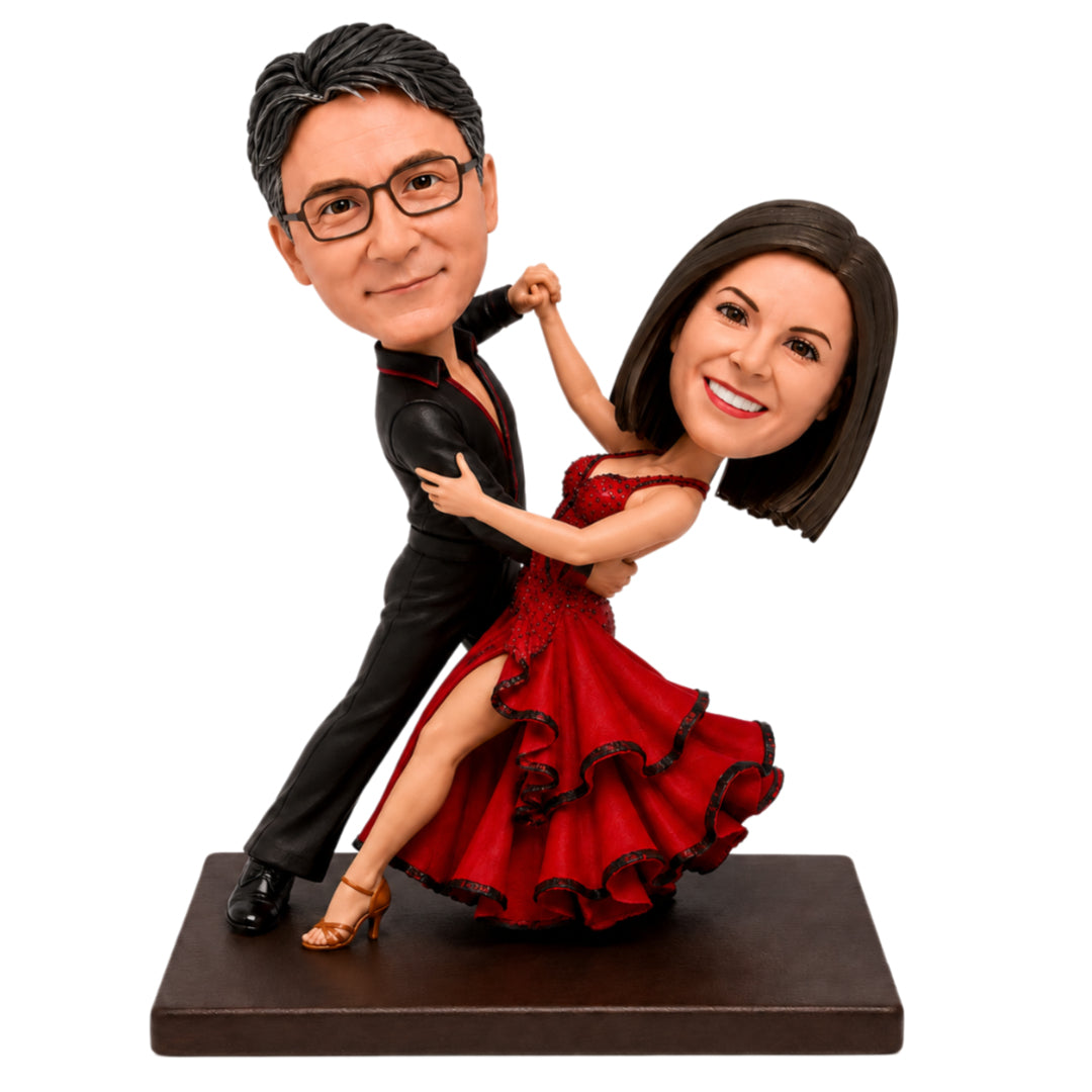 Custom Tango Couple Bobbleheads –- Customizable Dance Attire & Pose