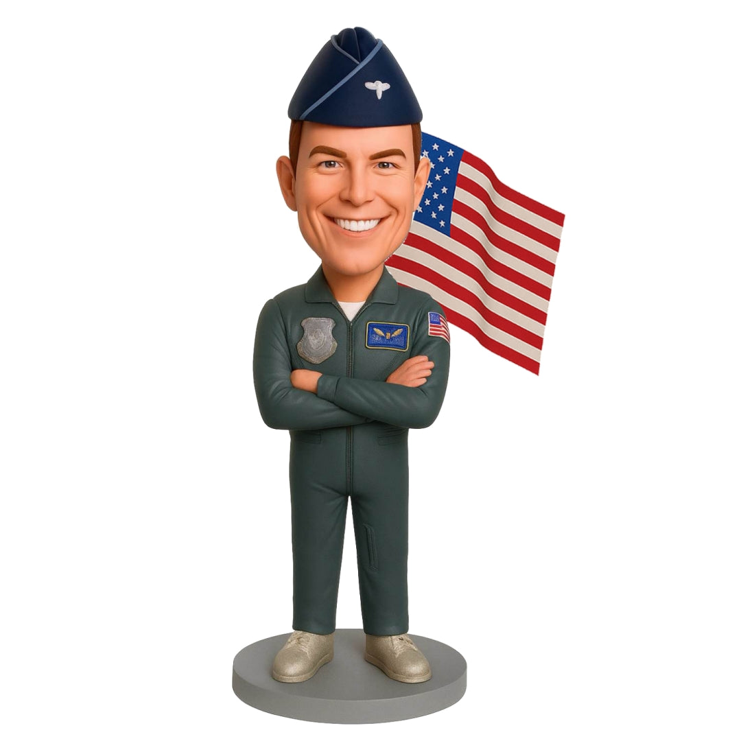 Air Force Pilot Custom Bobblehead - Air Force Uniform Outfit Can Be Customized